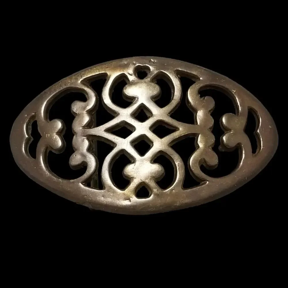Vintage Belt Buckle Solid Brass Women Abstract Celtic Hippie Goth Made In Taiwan